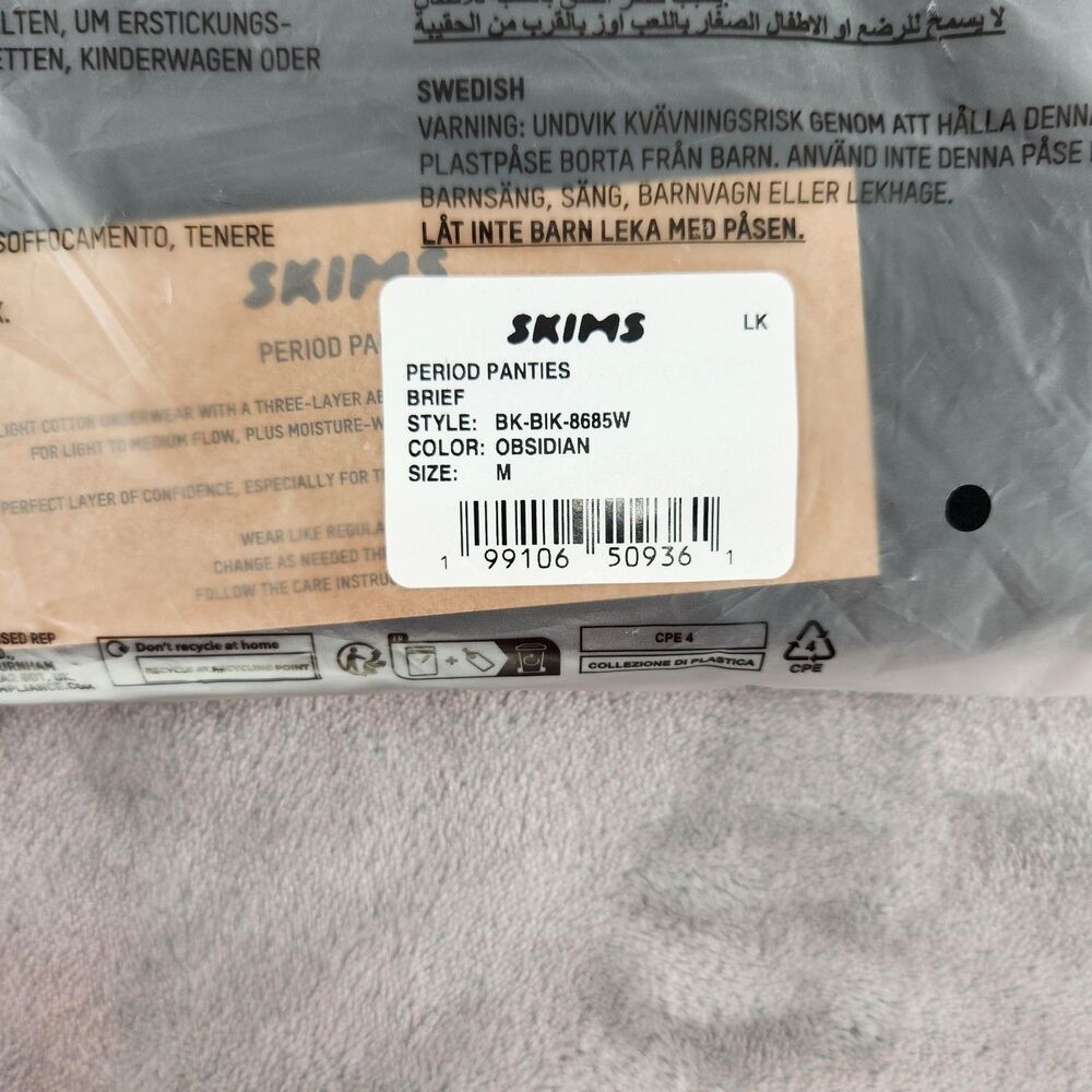 Skims Medium Obsidian Period Panties‎ Brief NWT - Picture 3 of 10